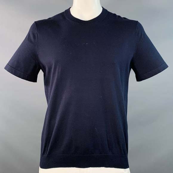 THEORY Navy Cotton Jersey Crew Neck T-shirt - Picture 1 of 7